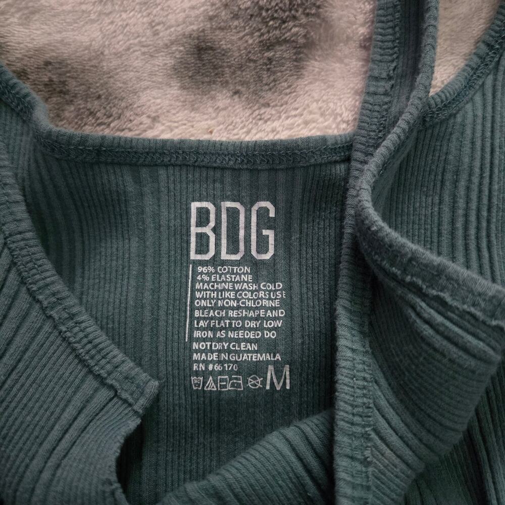BDG Ribbed Scoop-Neck Crop Tank - Teal Blue - Women's Medium - Picture 4 of 4